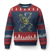 Autism Acceptance Rock Guitar Skeleton Ugly Christmas Sweater Music Lover