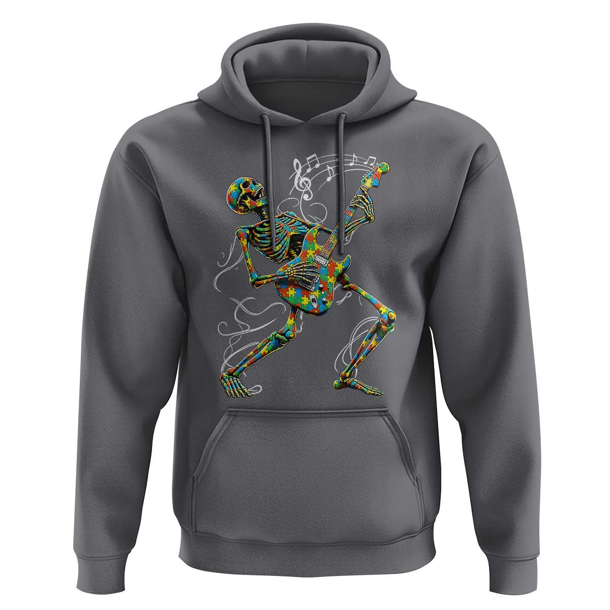 Autism Acceptance Rock Guitar Skeleton Hoodie Music Lover