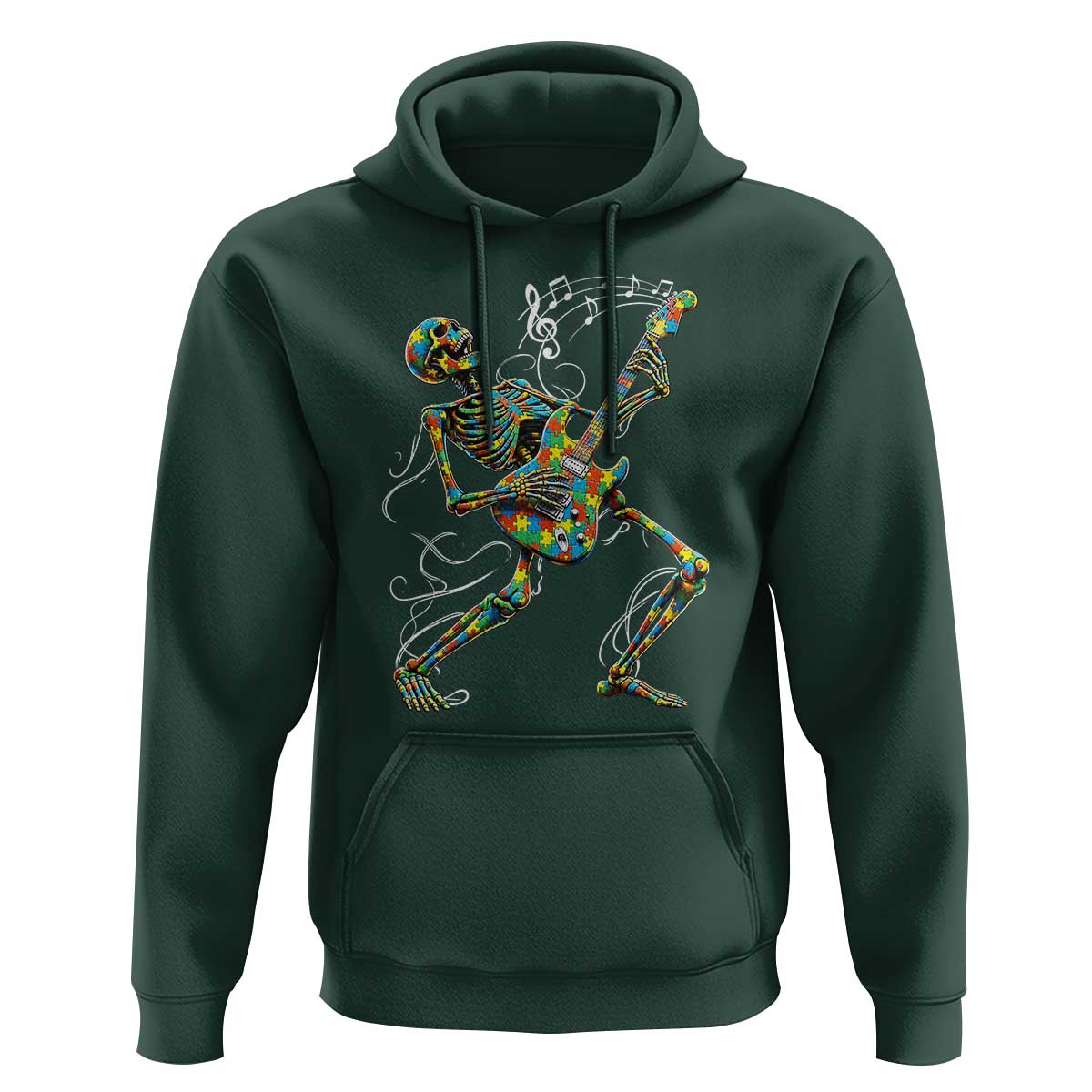 Autism Acceptance Rock Guitar Skeleton Hoodie Music Lover