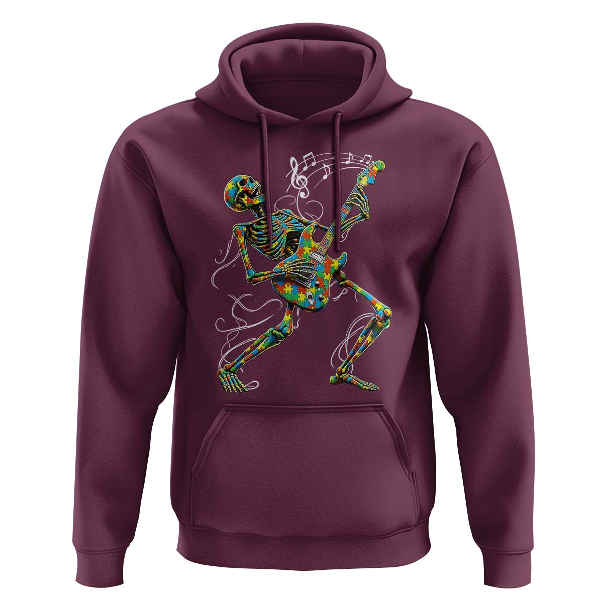 Autism Acceptance Rock Guitar Skeleton Hoodie Music Lover
