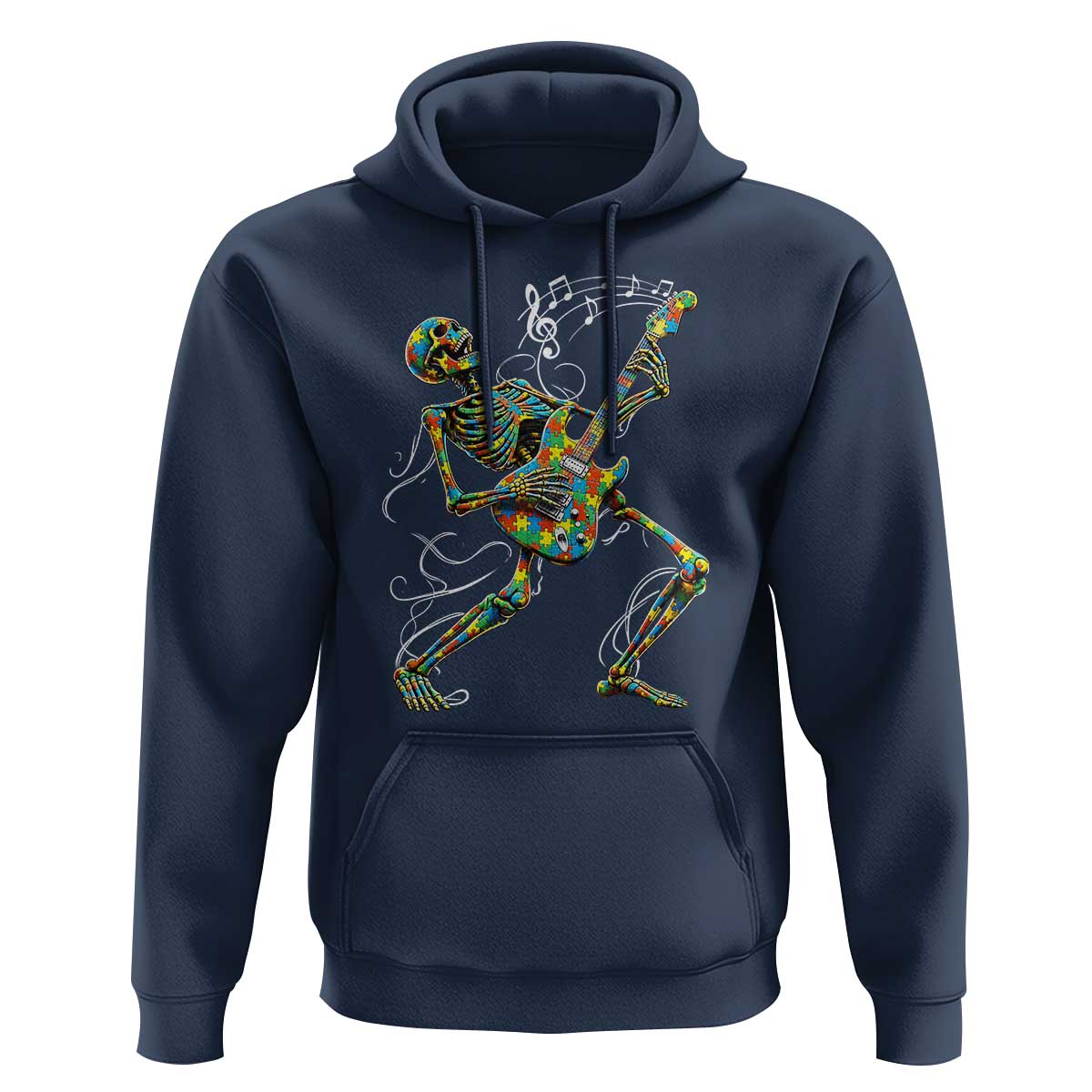 Autism Acceptance Rock Guitar Skeleton Hoodie Music Lover