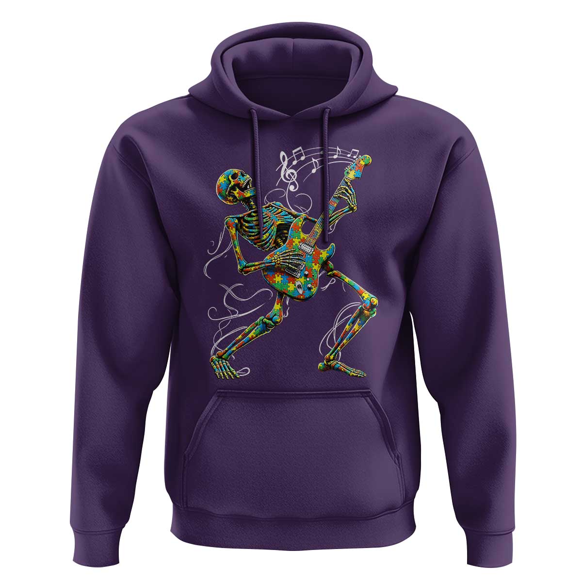 Autism Acceptance Rock Guitar Skeleton Hoodie Music Lover