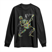 Autism Acceptance Rock Guitar Skeleton Long Sleeve Shirt Music Lover
