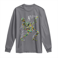 Autism Acceptance Rock Guitar Skeleton Long Sleeve Shirt Music Lover