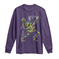 Autism Acceptance Rock Guitar Skeleton Long Sleeve Shirt Music Lover