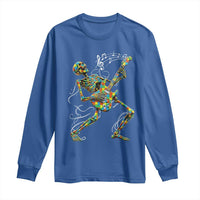 Autism Acceptance Rock Guitar Skeleton Long Sleeve Shirt Music Lover