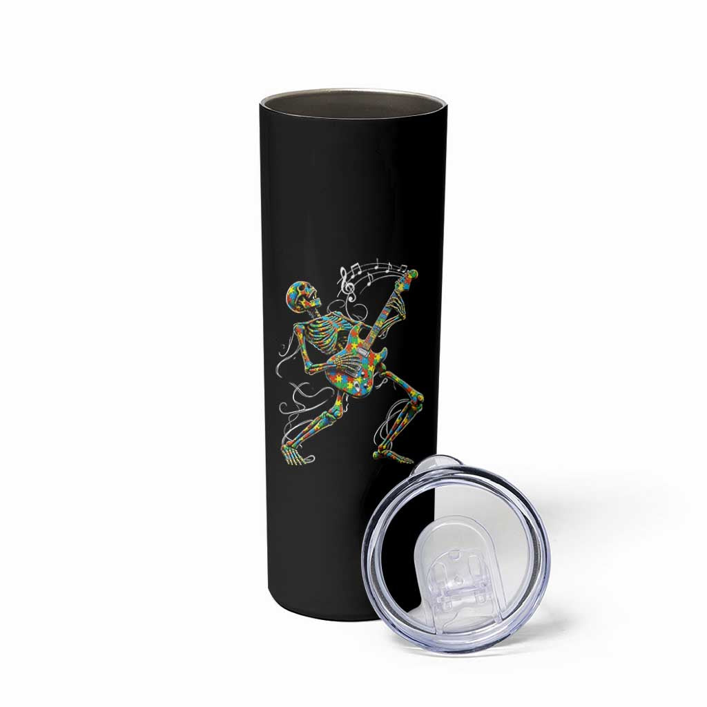 Autism Acceptance Rock Guitar Skeleton Skinny Tumbler Music Lover