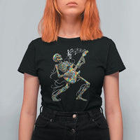 Autism Acceptance Rock Guitar Skeleton T Shirt For Women Music Lover