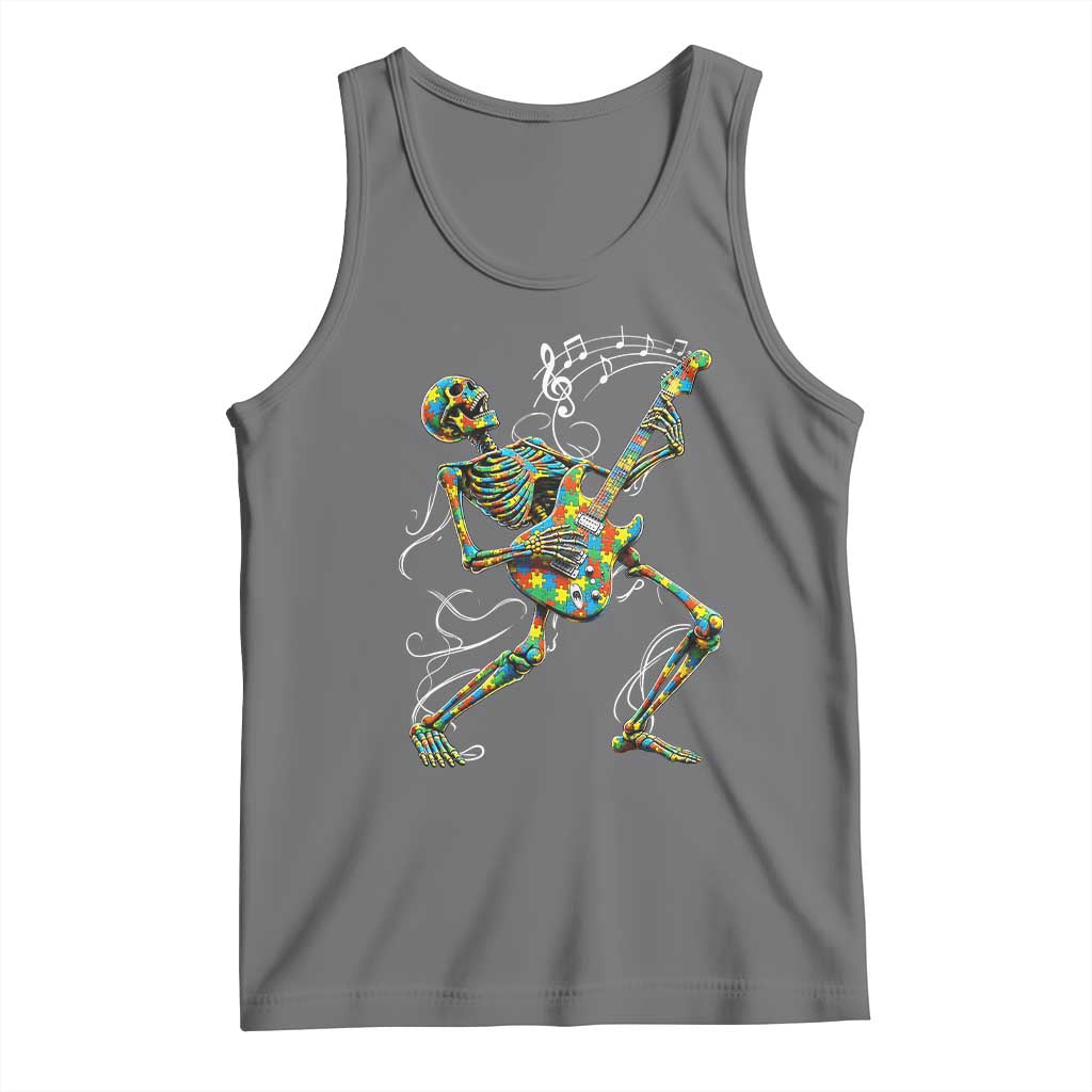 Autism Acceptance Rock Guitar Skeleton Tank Top Music Lover