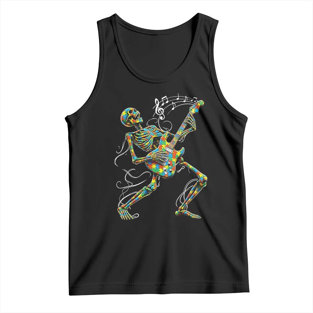 Autism Acceptance Rock Guitar Skeleton Tank Top Music Lover