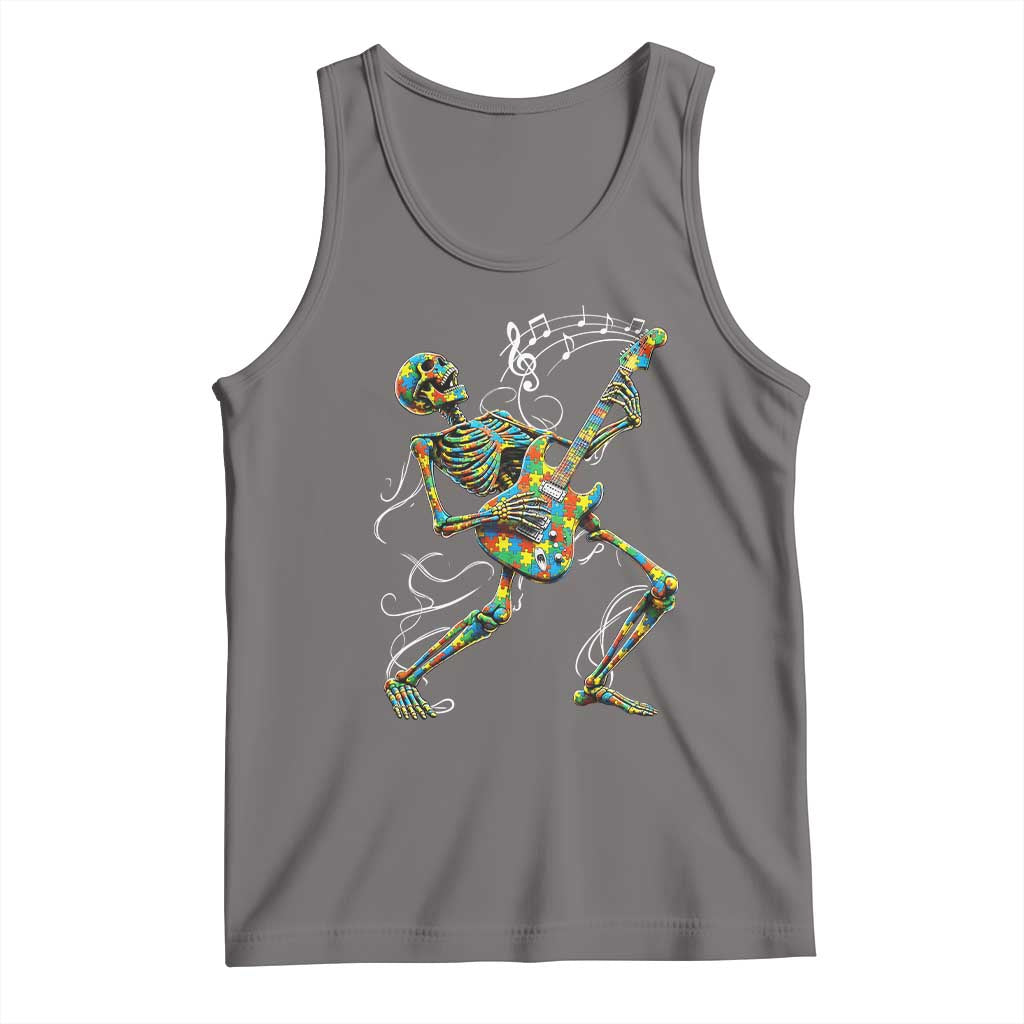 Autism Acceptance Rock Guitar Skeleton Tank Top Music Lover
