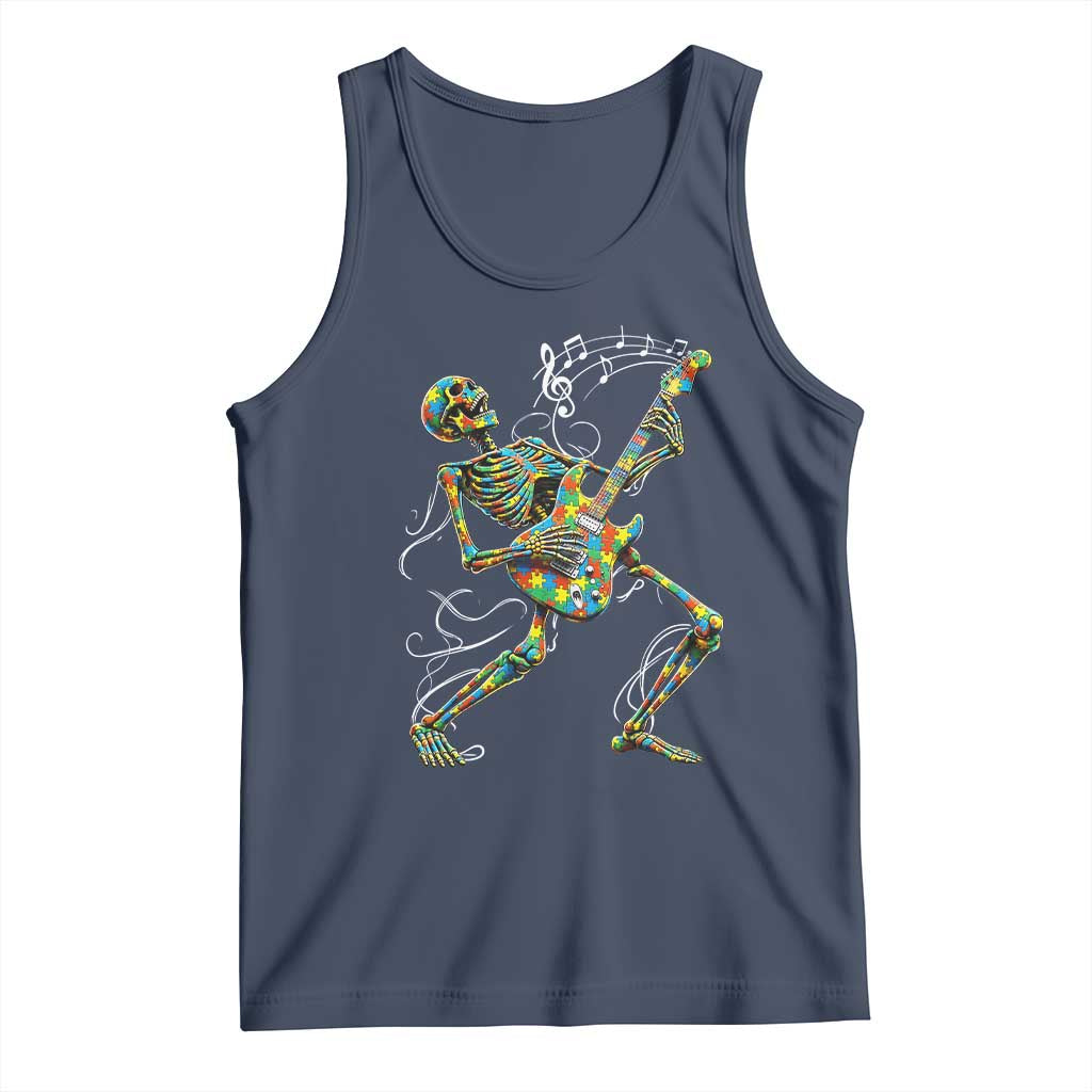 Autism Acceptance Rock Guitar Skeleton Tank Top Music Lover