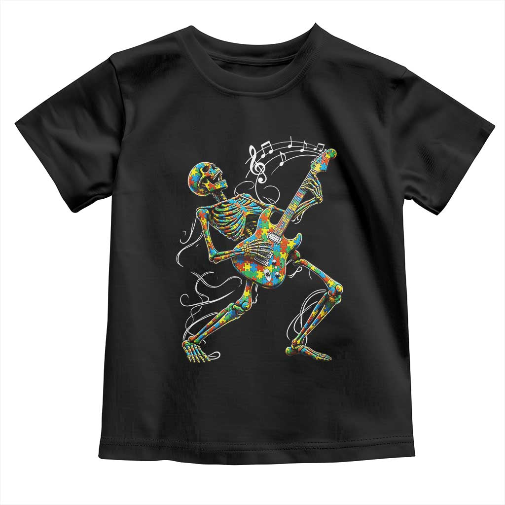 Autism Acceptance Rock Guitar Skeleton Toddler T Shirt Music Lover