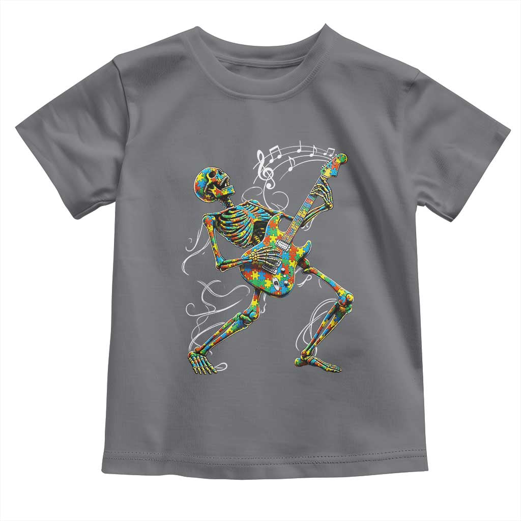Autism Acceptance Rock Guitar Skeleton Toddler T Shirt Music Lover