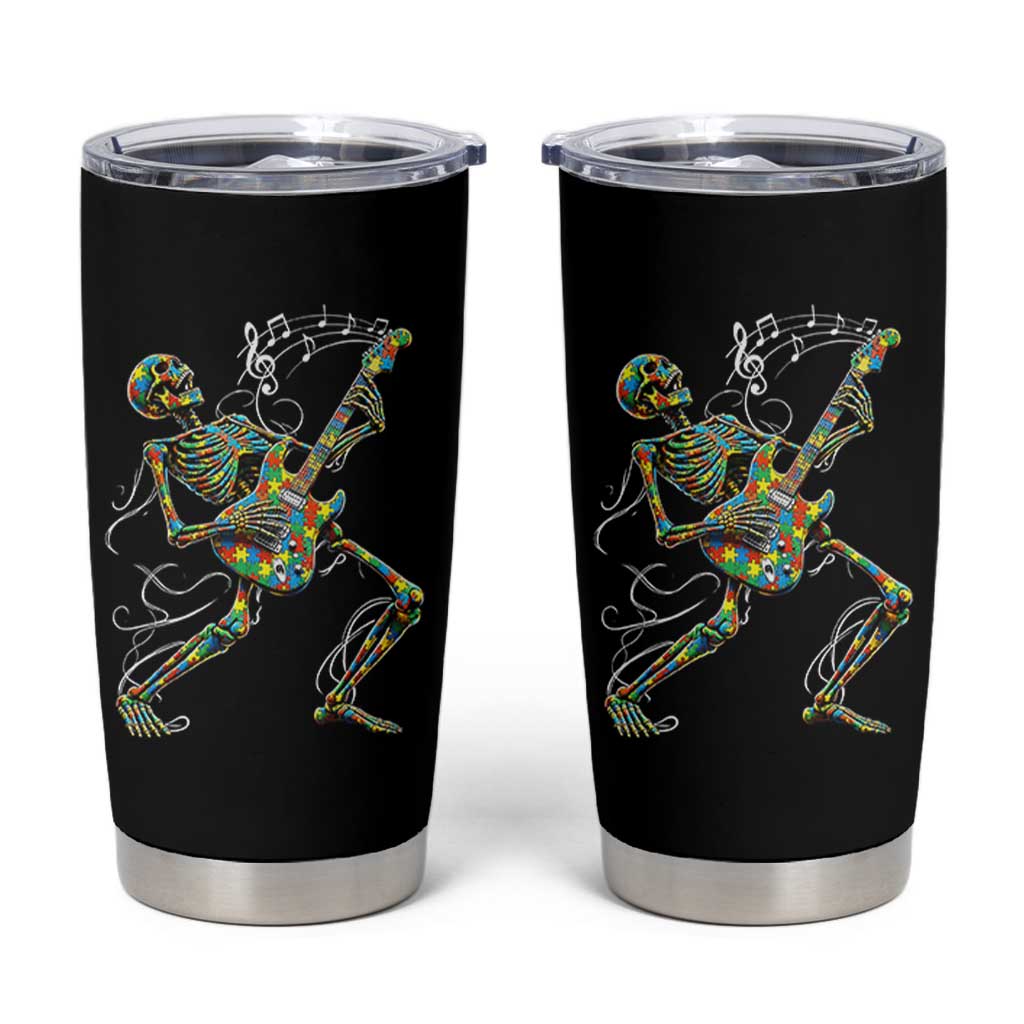 Autism Acceptance Rock Guitar Skeleton Tumbler Cup Music Lover