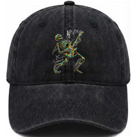 Autism Acceptance Rock Guitar Skeleton Washed Cotton Baseball Cap Music Lover