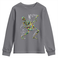 Autism Acceptance Rock Guitar Skeleton Youth Sweatshirt Music Lover
