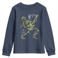 Autism Acceptance Rock Guitar Skeleton Youth Sweatshirt Music Lover