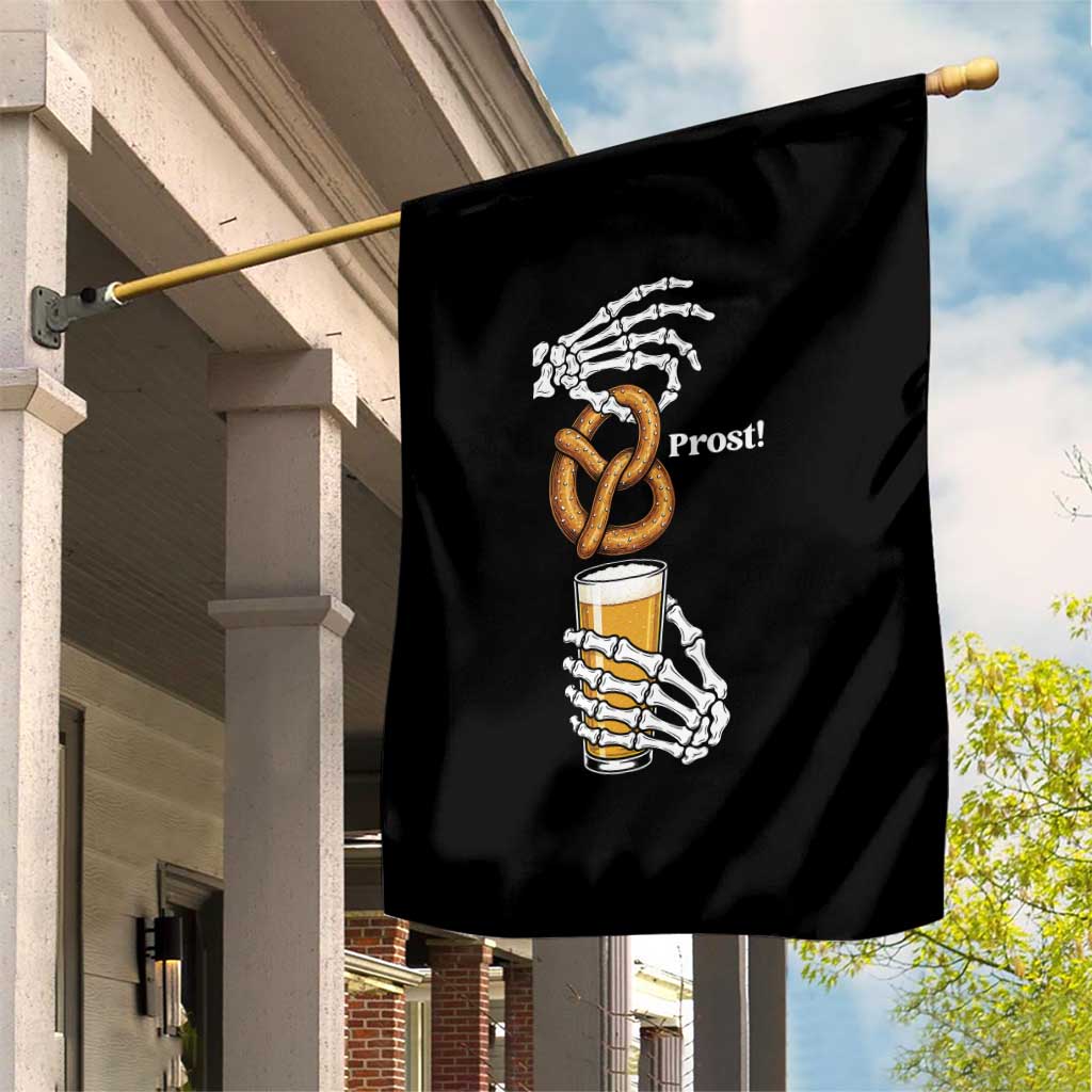 Prost Beer Lover Skeleton Hands German Festival Graphic Garden Flag