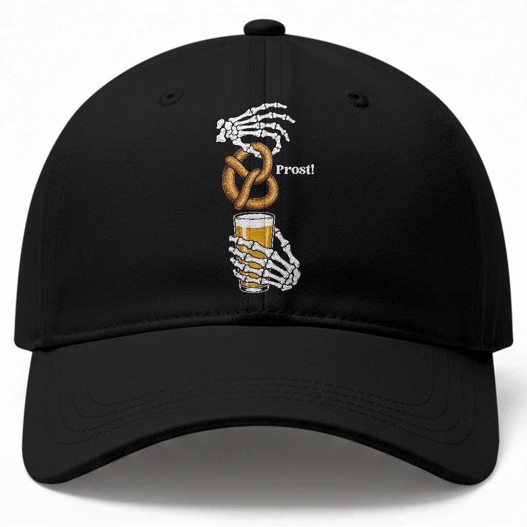 Prost Beer Lover Skeleton Hands German Festival Graphic Baseball Cap