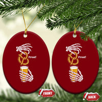 Prost Beer Lover Skeleton Hands German Festival Graphic Ceramic Ornament