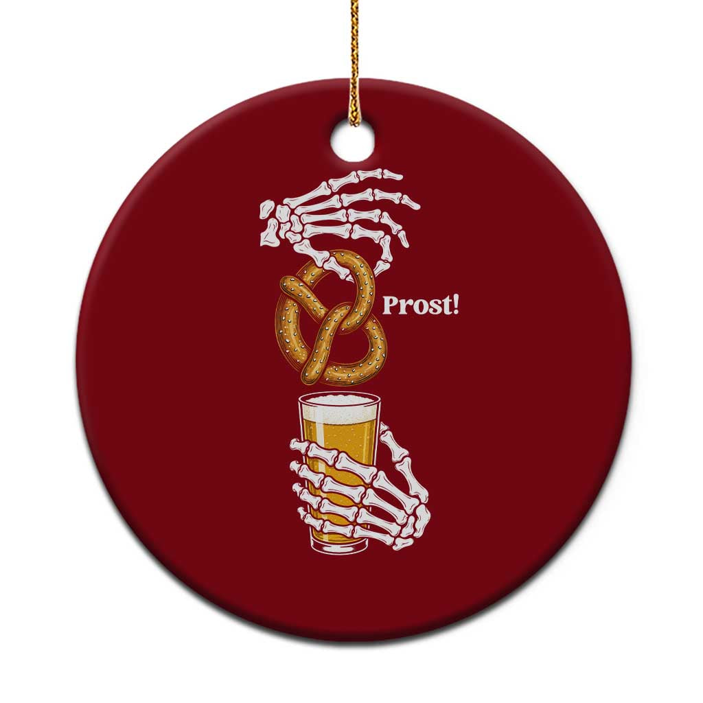 Prost Beer Lover Skeleton Hands German Festival Graphic Ceramic Ornament