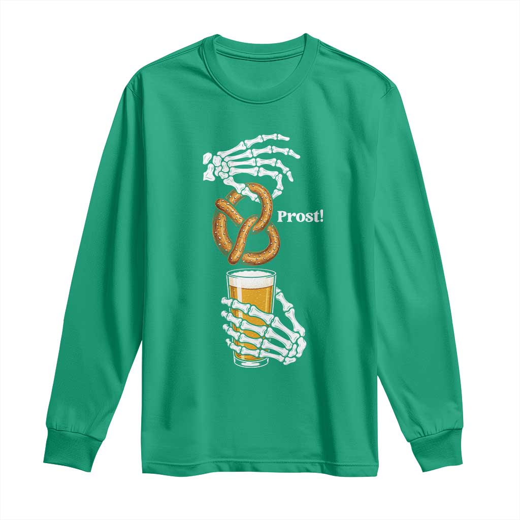 Prost Beer Lover Skeleton Hands German Festival Graphic Long Sleeve Shirt