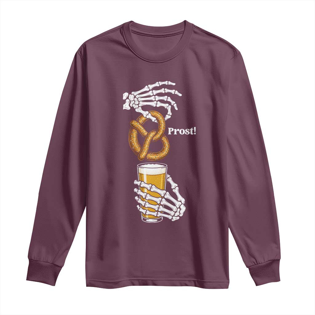 Prost Beer Lover Skeleton Hands German Festival Graphic Long Sleeve Shirt