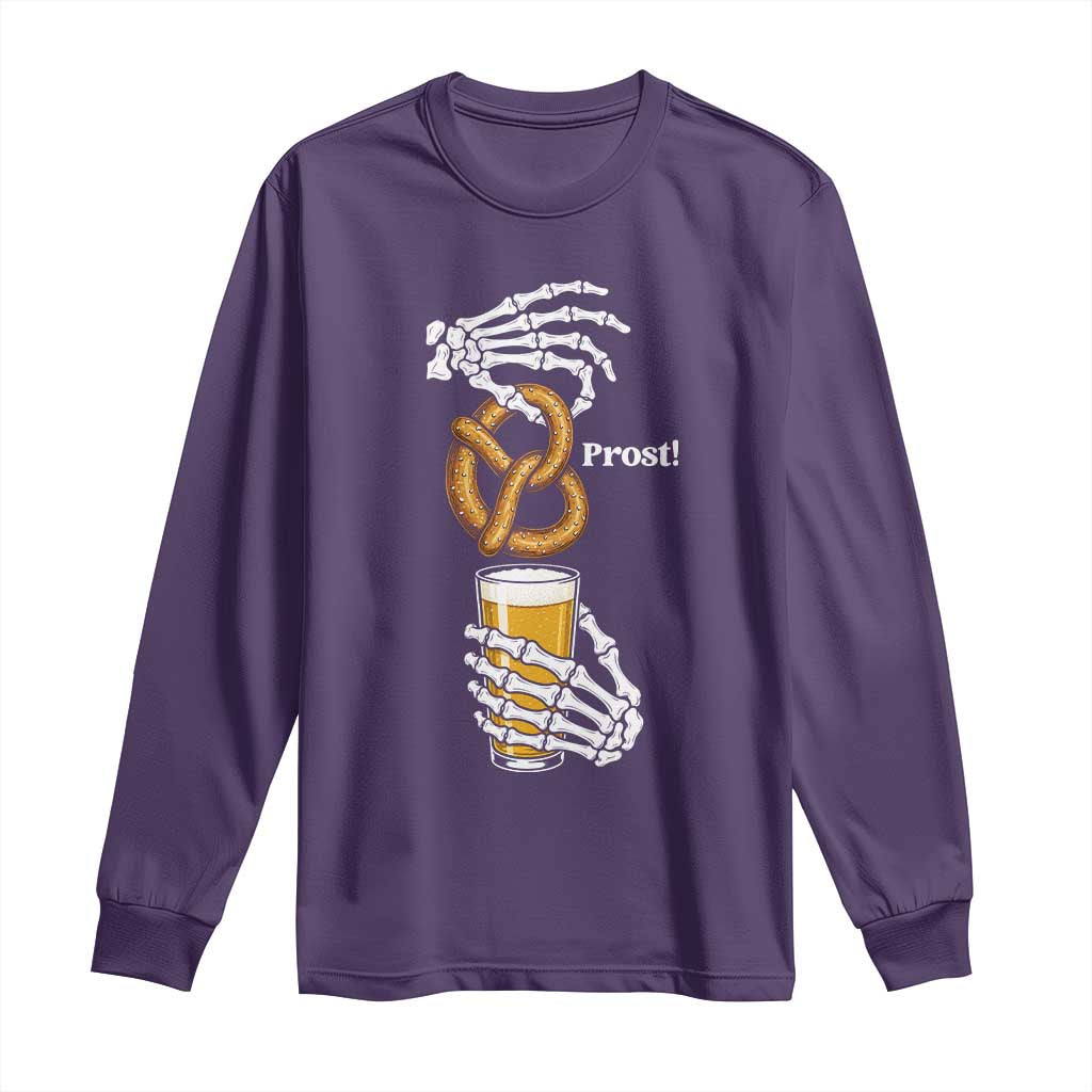 Prost Beer Lover Skeleton Hands German Festival Graphic Long Sleeve Shirt