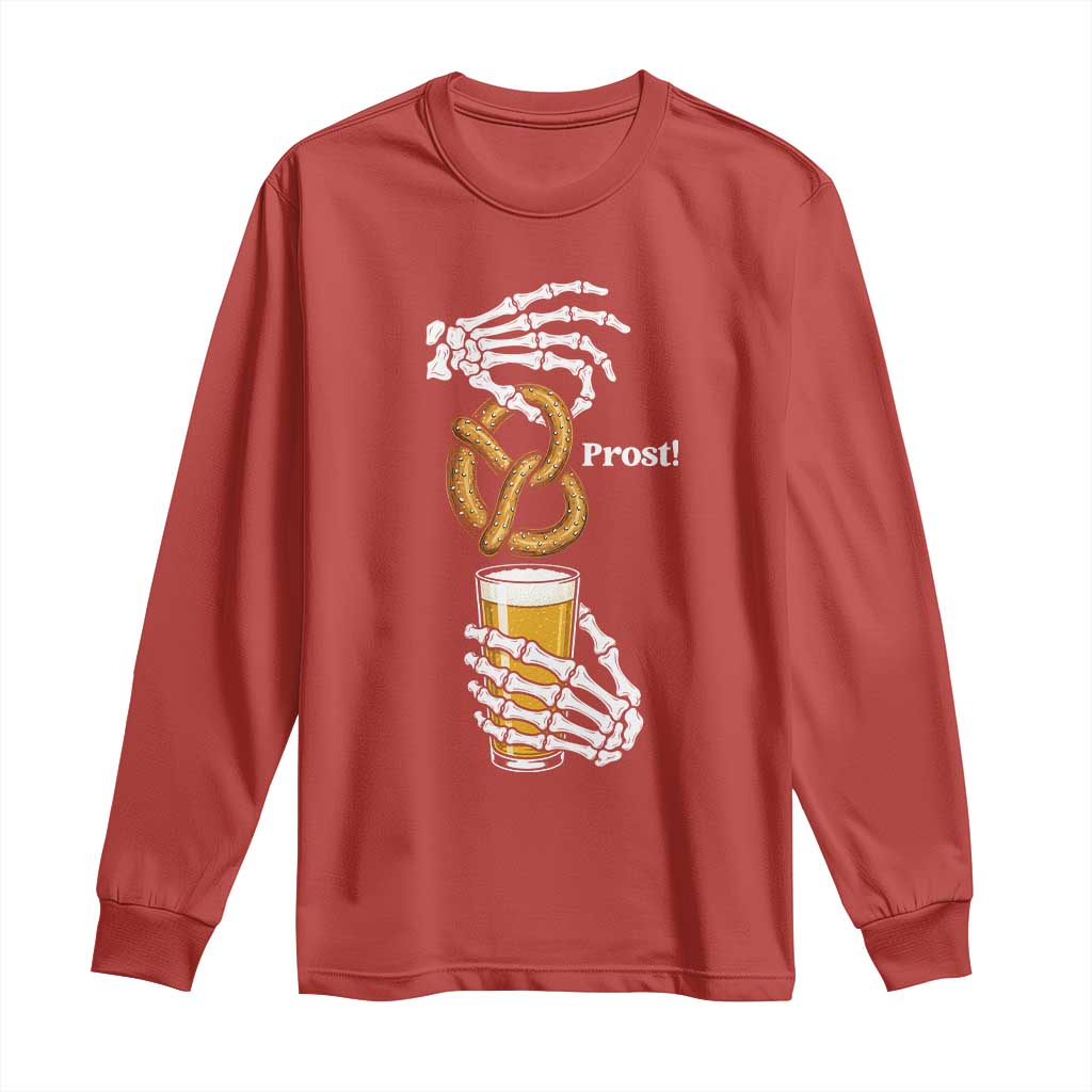 Prost Beer Lover Skeleton Hands German Festival Graphic Long Sleeve Shirt