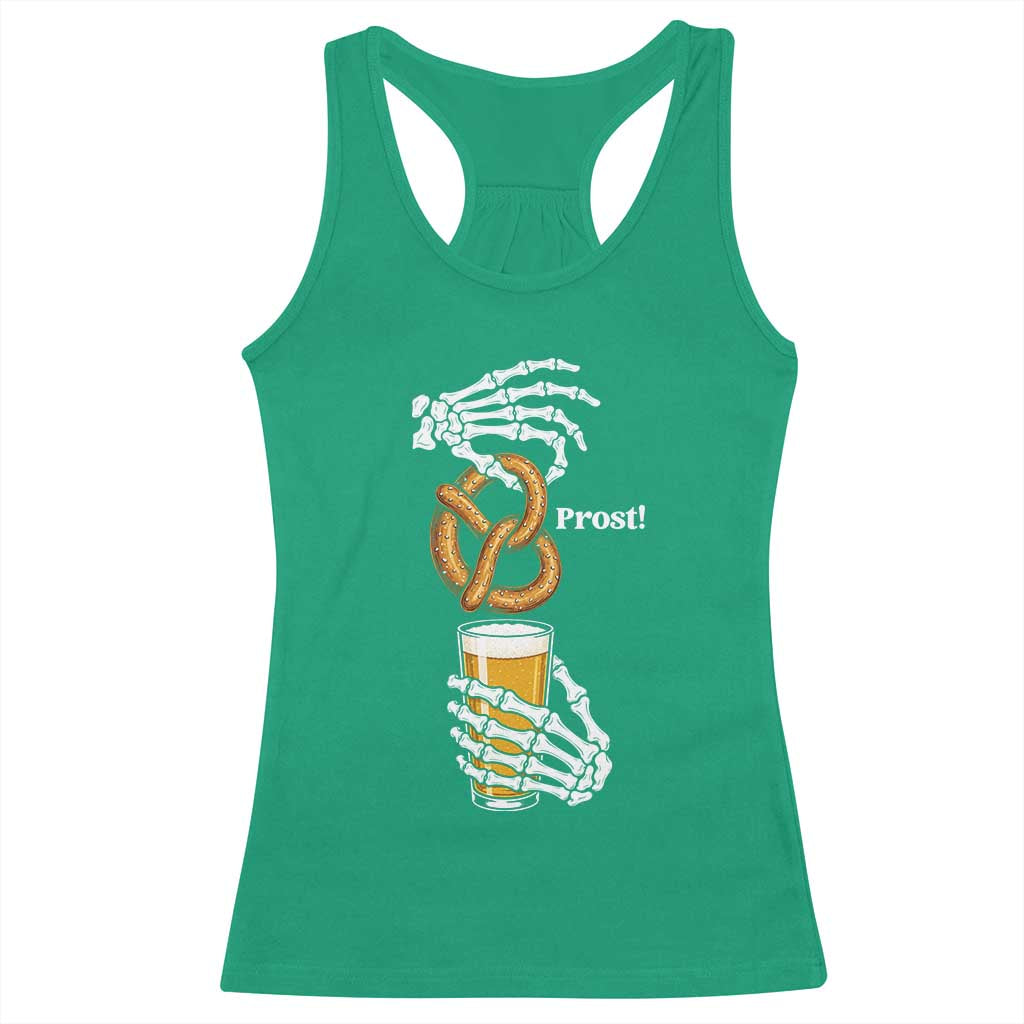 Prost Beer Lover Skeleton Hands German Festival Graphic Racerback Tank Top