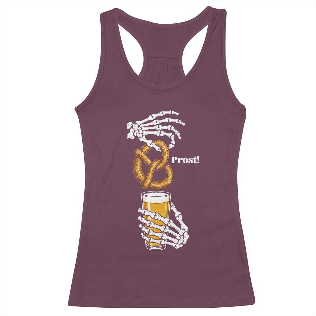 Prost Beer Lover Skeleton Hands German Festival Graphic Racerback Tank Top