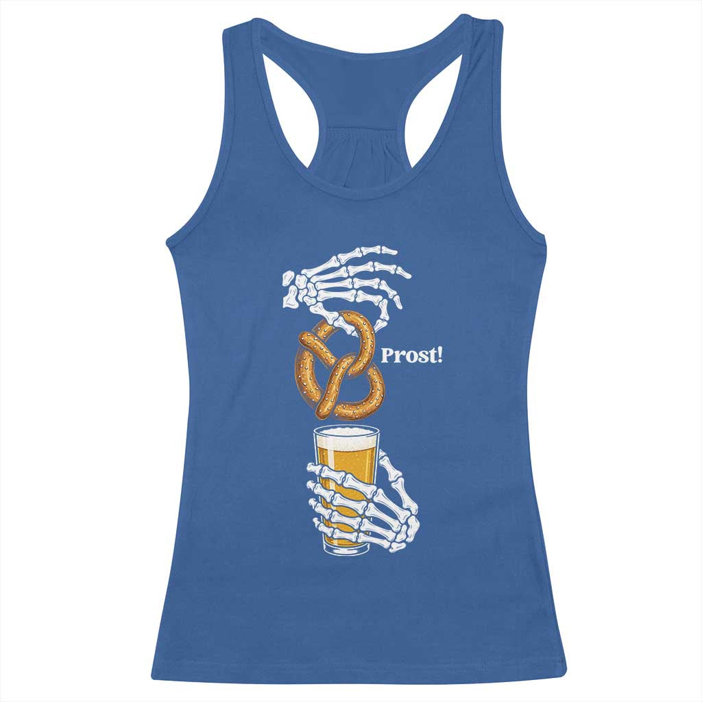 Prost Beer Lover Skeleton Hands German Festival Graphic Racerback Tank Top