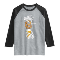 Prost Beer Lover Skeleton Hands German Festival Graphic Raglan Shirt