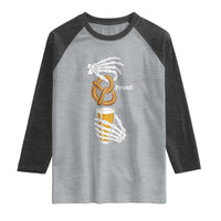 Prost Beer Lover Skeleton Hands German Festival Graphic Raglan Shirt