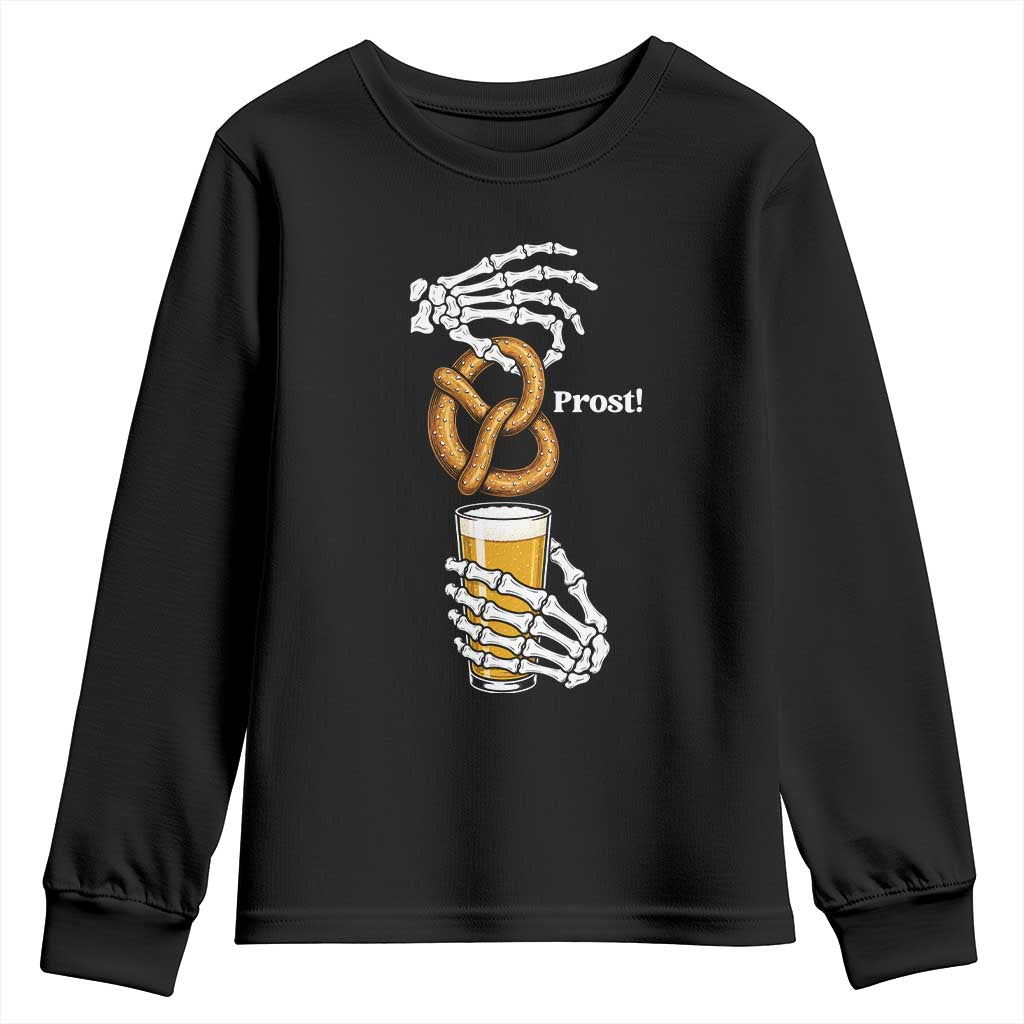 Prost Beer Lover Skeleton Hands German Festival Graphic Youth Sweatshirt