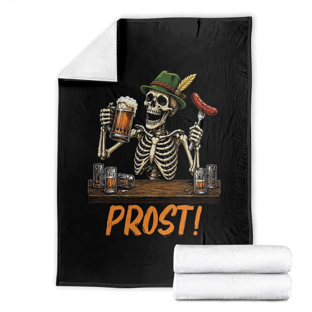 Funny Skeleton Oktoberfest Throw Blanket Prost Beer Lover Bavarian Gift