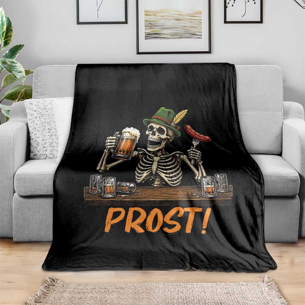 Funny Skeleton Oktoberfest Throw Blanket Prost Beer Lover Bavarian Gift
