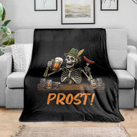 Funny Skeleton Oktoberfest Throw Blanket Prost Beer Lover Bavarian Gift