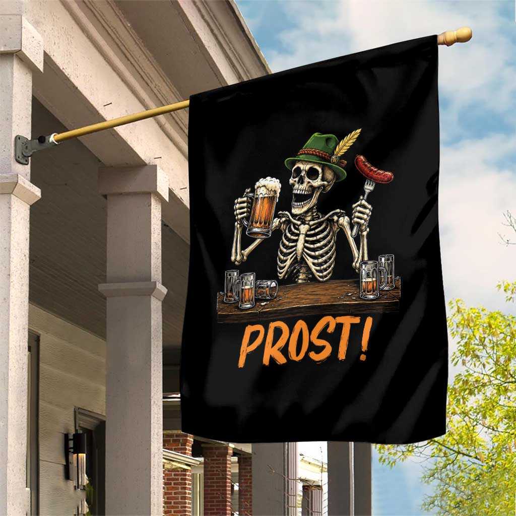 Funny Skeleton Oktoberfest Garden Flag Prost Beer Lover Bavarian Gift