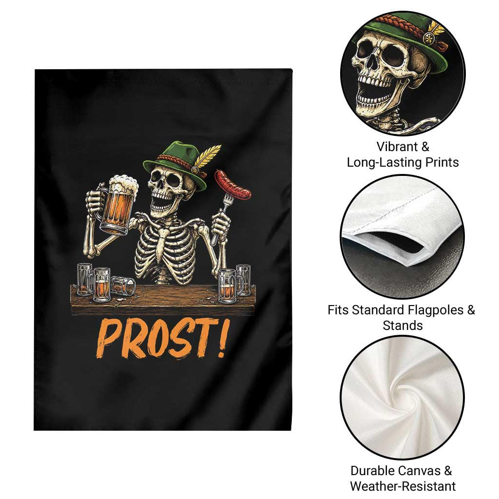 Funny Skeleton Oktoberfest Garden Flag Prost Beer Lover Bavarian Gift