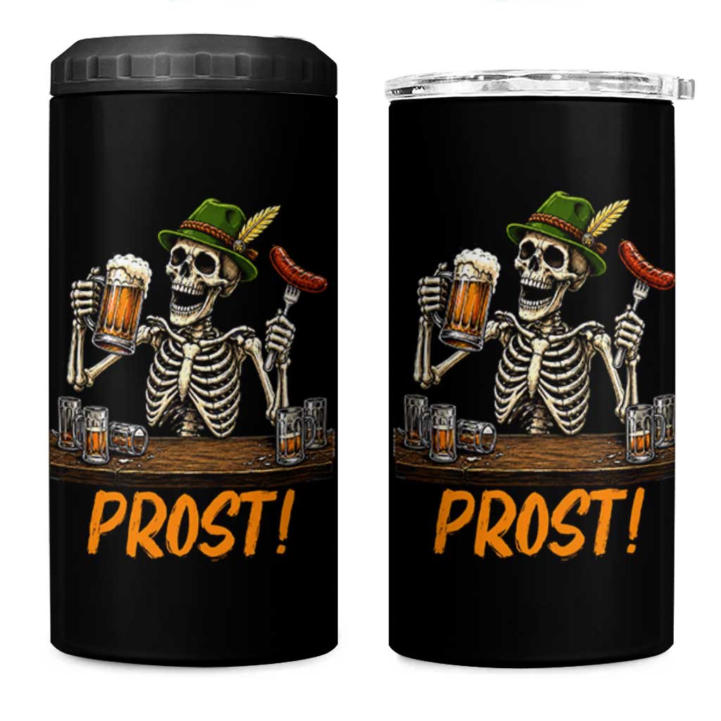 Funny Skeleton Oktoberfest 4 in 1 Can Cooler Tumbler Prost Beer Lover Bavarian Gift