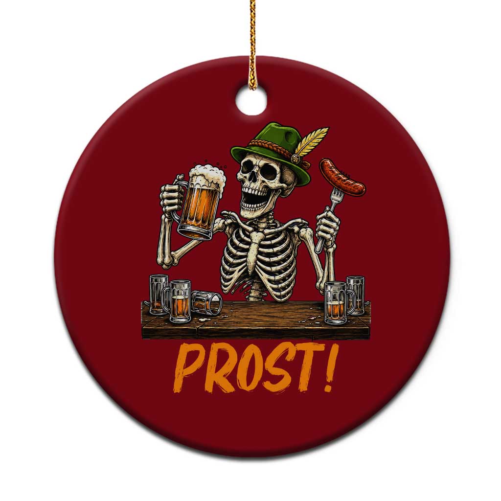 Funny Skeleton Oktoberfest Ceramic Ornament Prost Beer Lover Bavarian Gift