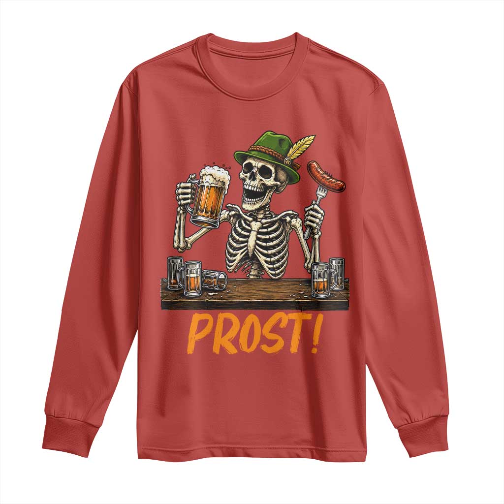 Funny Skeleton Oktoberfest Long Sleeve Shirt Prost Beer Lover Bavarian Gift