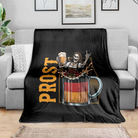 Funny Skeleton Oktoberfest Throw Blanket Spooky Prost German Beer Drinker Graphic