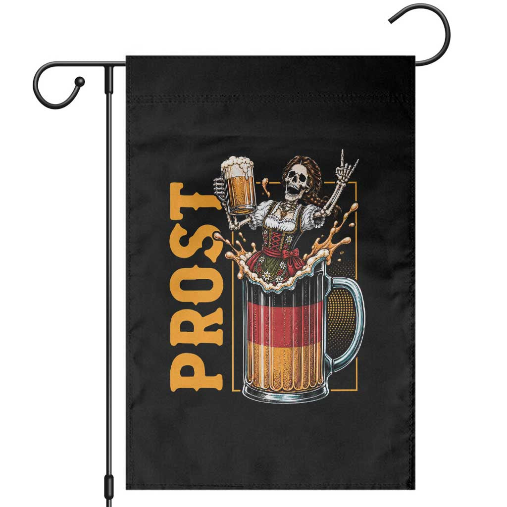 Funny Skeleton Oktoberfest Garden Flag Spooky Prost German Beer Drinker Graphic