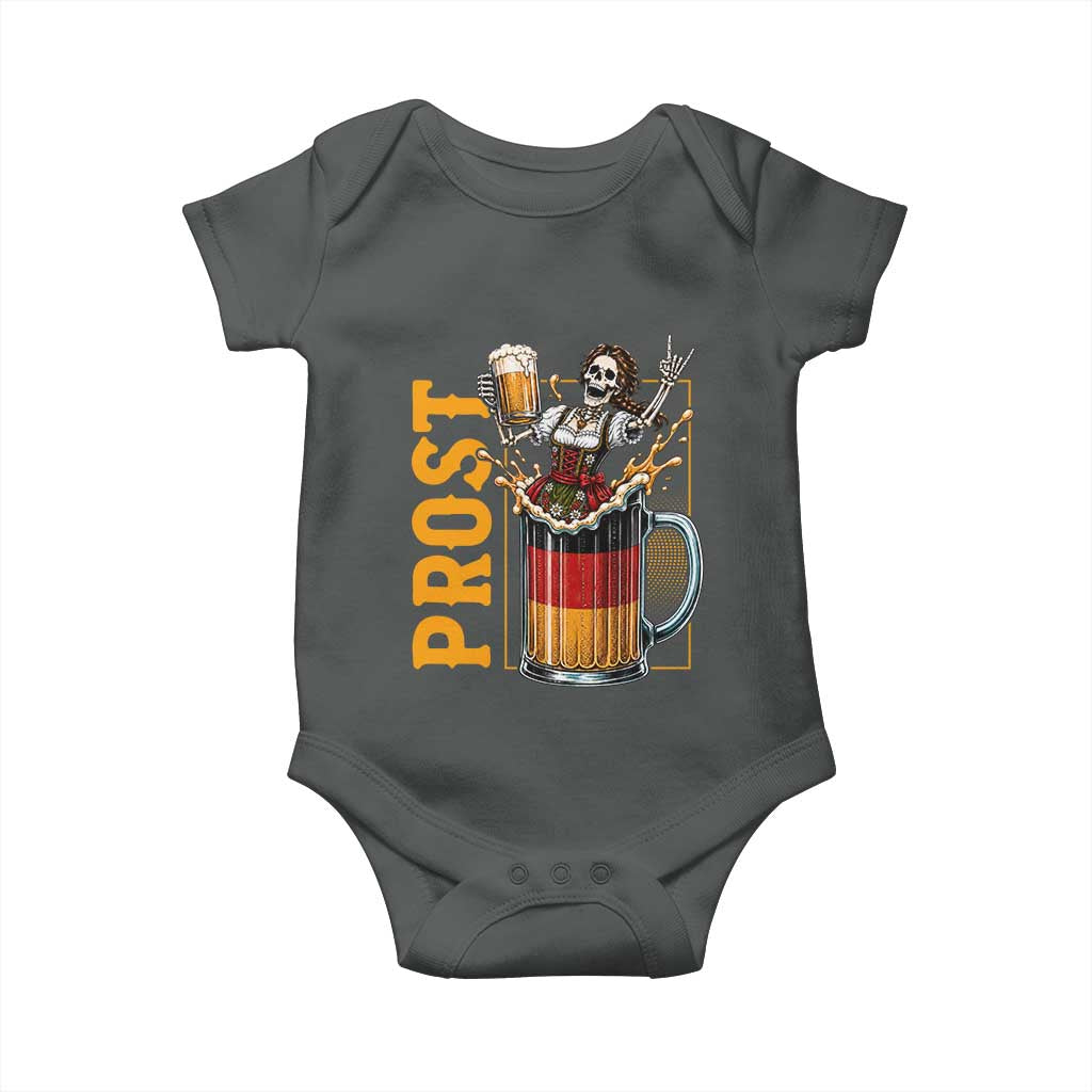 Funny Skeleton Oktoberfest Baby Onesie Spooky Prost German Beer Drinker Graphic