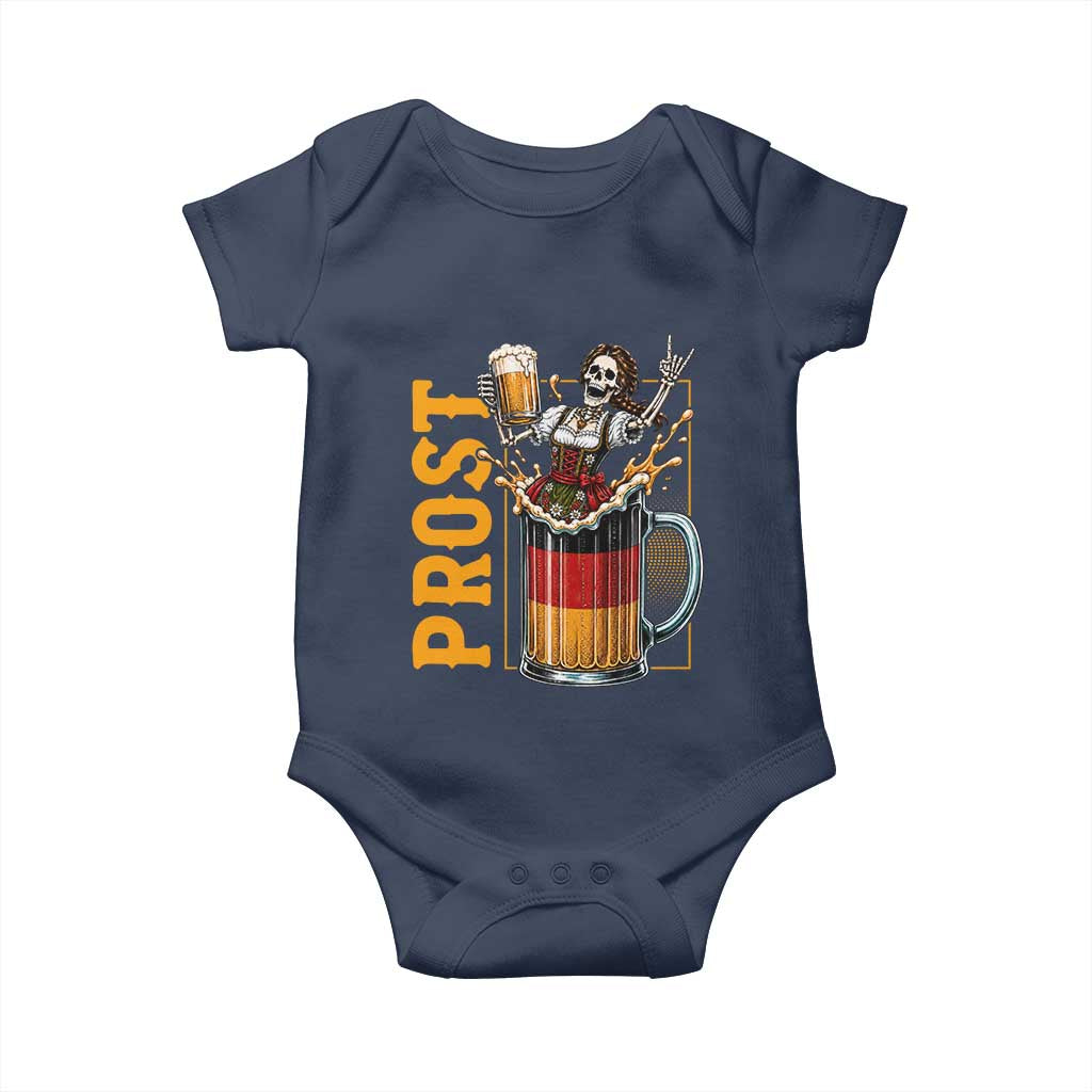Funny Skeleton Oktoberfest Baby Onesie Spooky Prost German Beer Drinker Graphic
