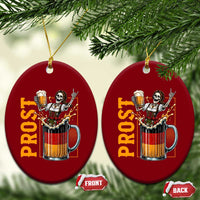 Funny Skeleton Oktoberfest Ceramic Ornament Spooky Prost German Beer Drinker Graphic