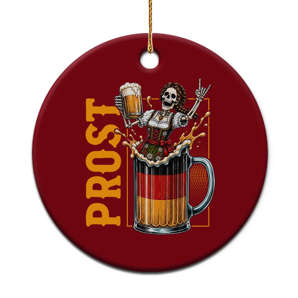 Funny Skeleton Oktoberfest Ceramic Ornament Spooky Prost German Beer Drinker Graphic